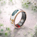 Dragonfly And Flowers Abstract Artwork Luna Smart Ring IP68 Waterproof Sleep and Fitness Tracker Rings - DAA02