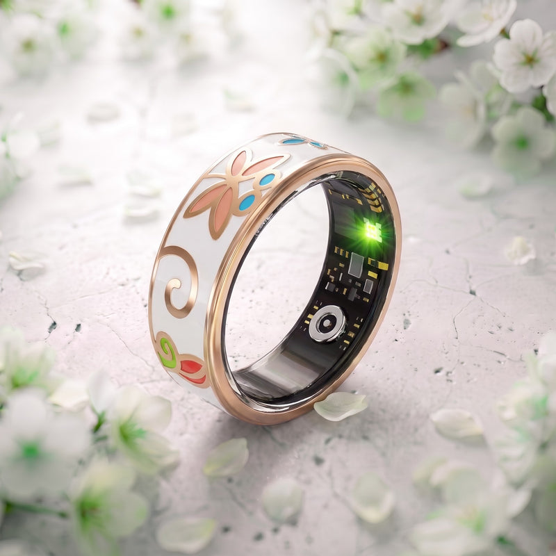 Dragonfly Abstract Artwork Luna Smart Ring IP68 Waterproof Sleep and Fitness Tracker Rings - DAA01