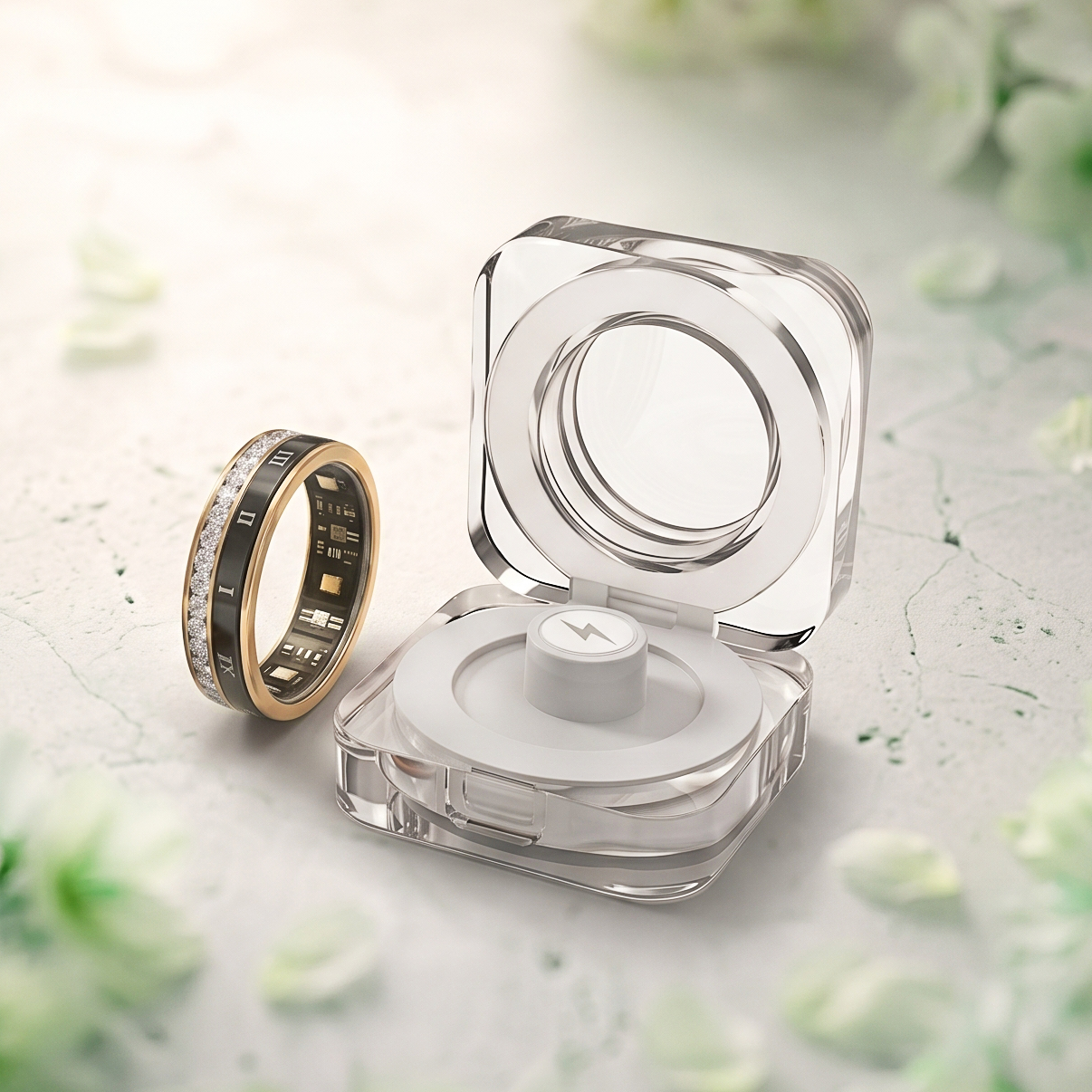 Crystal Luna Smart Ring IP68 Waterproof Sleep and Fitness Tracker Rings - V02