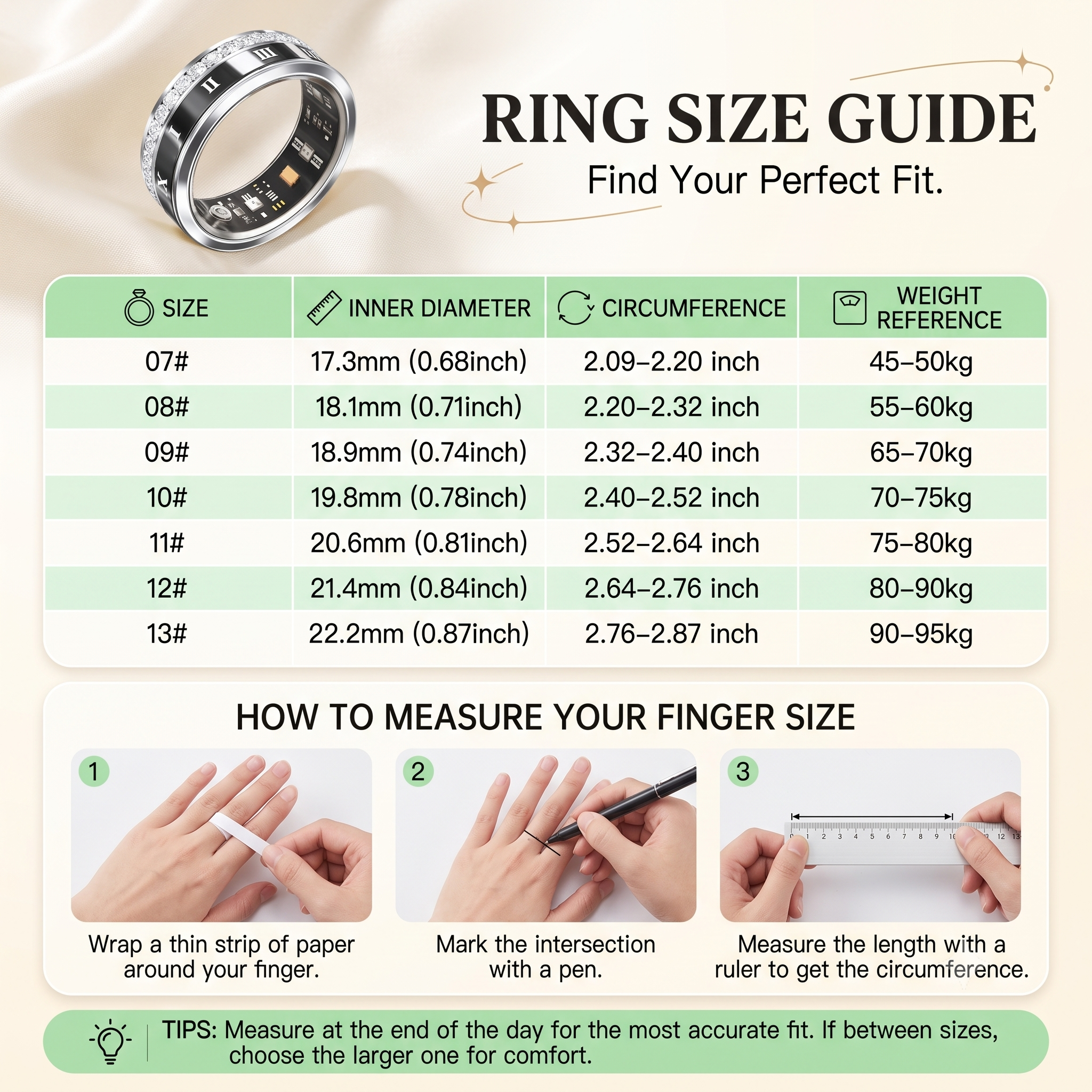 Crystal Luna Smart Ring IP68 Waterproof Sleep and Fitness Tracker Rings - V02