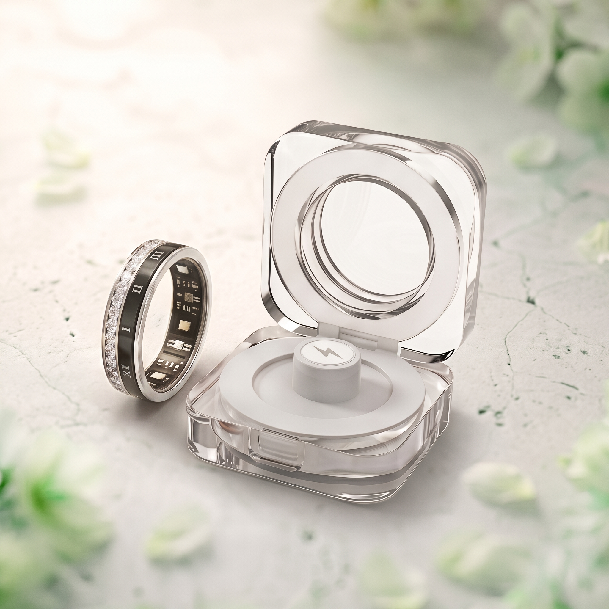 Crystal Luna Smart Ring IP68 Waterproof Sleep and Fitness Tracker Rings - V02