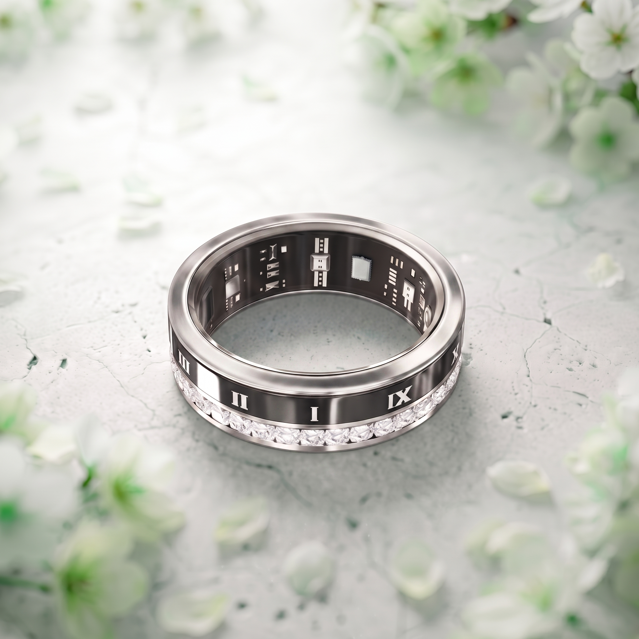 Crystal Luna Smart Ring IP68 Waterproof Sleep and Fitness Tracker Rings - V02